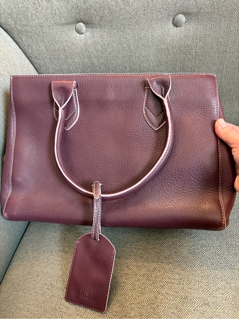 Cole Haan Plum Pebbled Leather Satchel